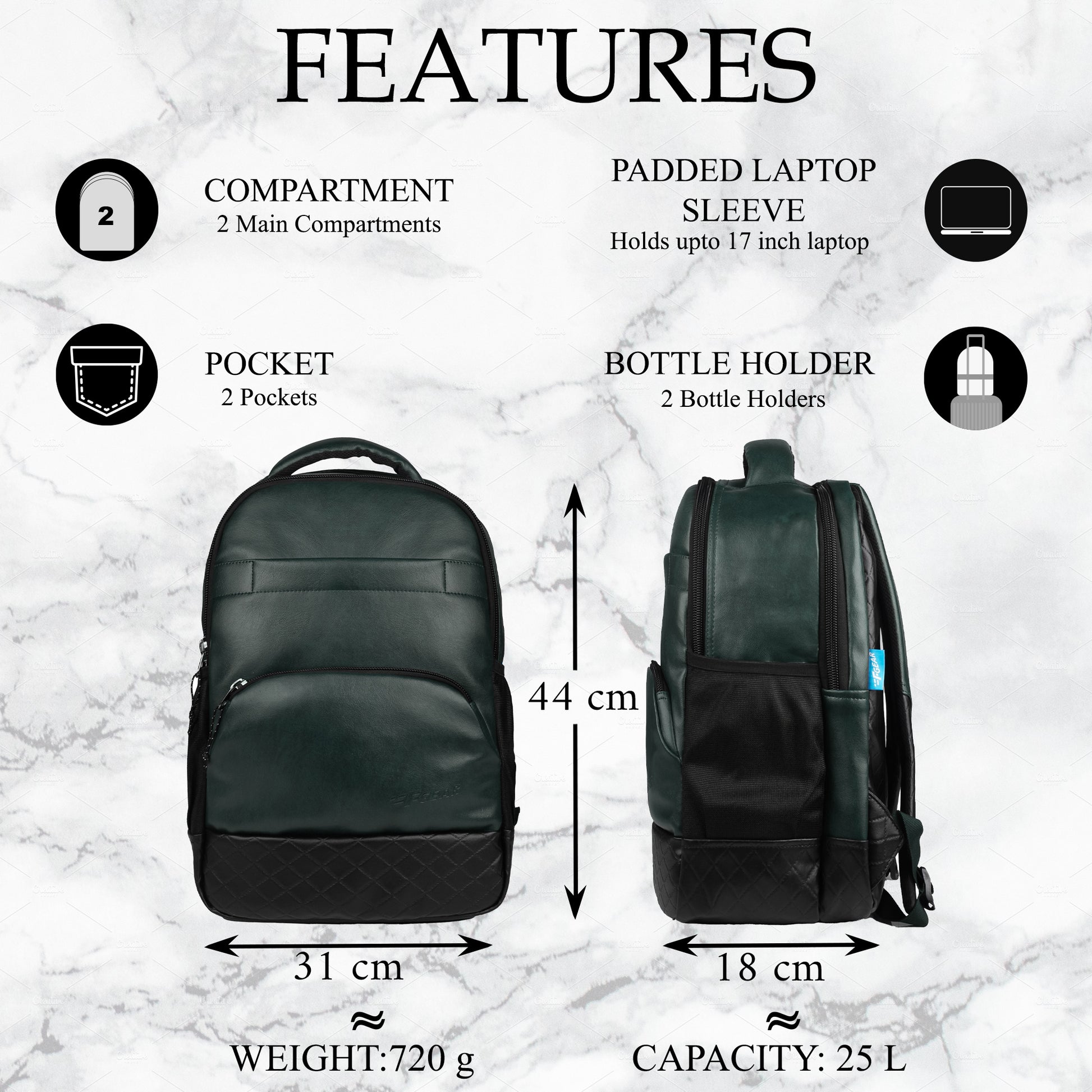 Luxur 25L Olive Green Laptop Backpack