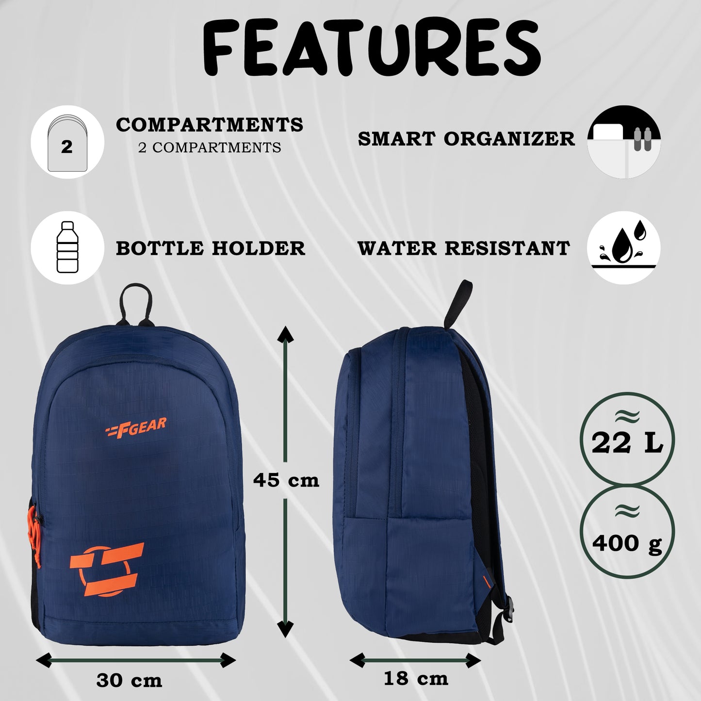 Castle Linen 22L Navy Blue Backpack