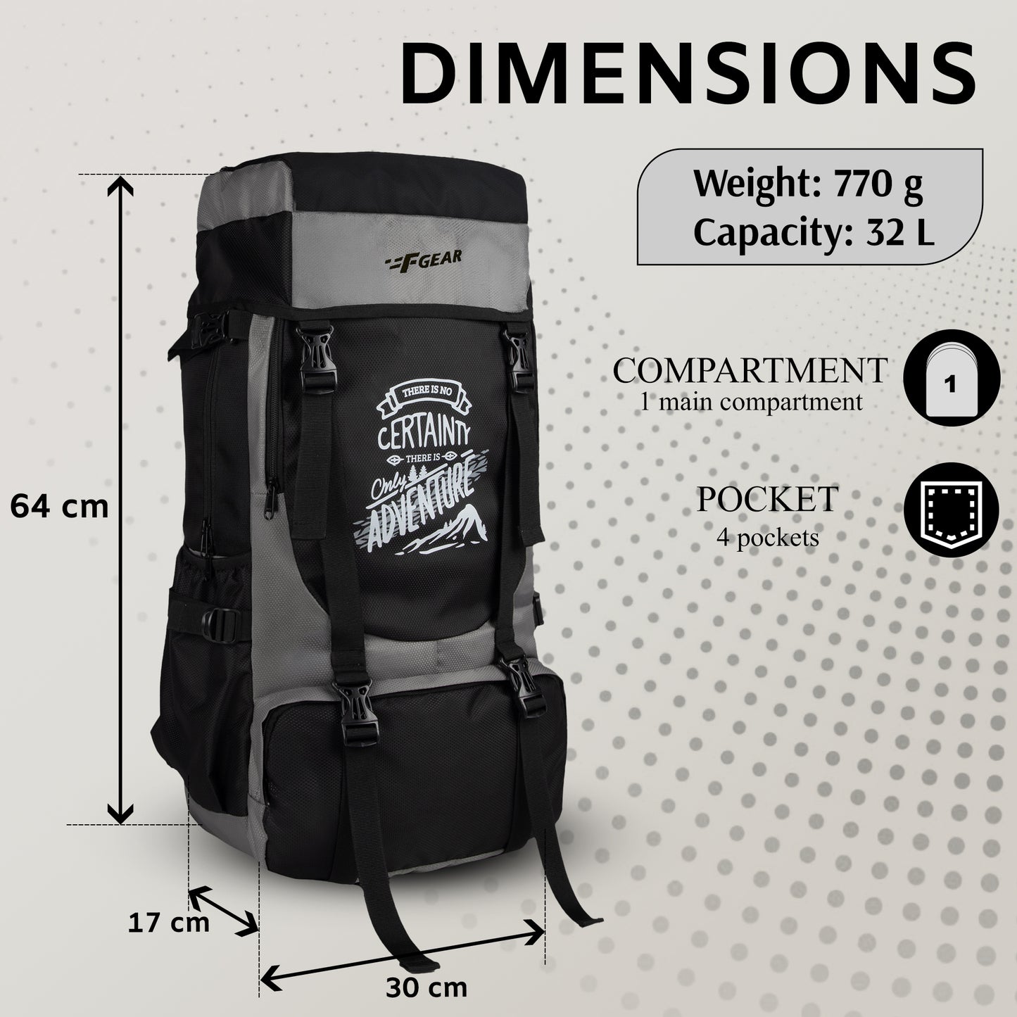 Ridge 32L Black Rucksack
