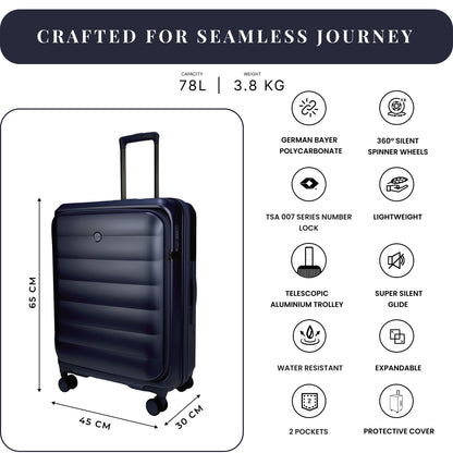 Valencia Medium Navy 65 cms Front-Opening Strolley