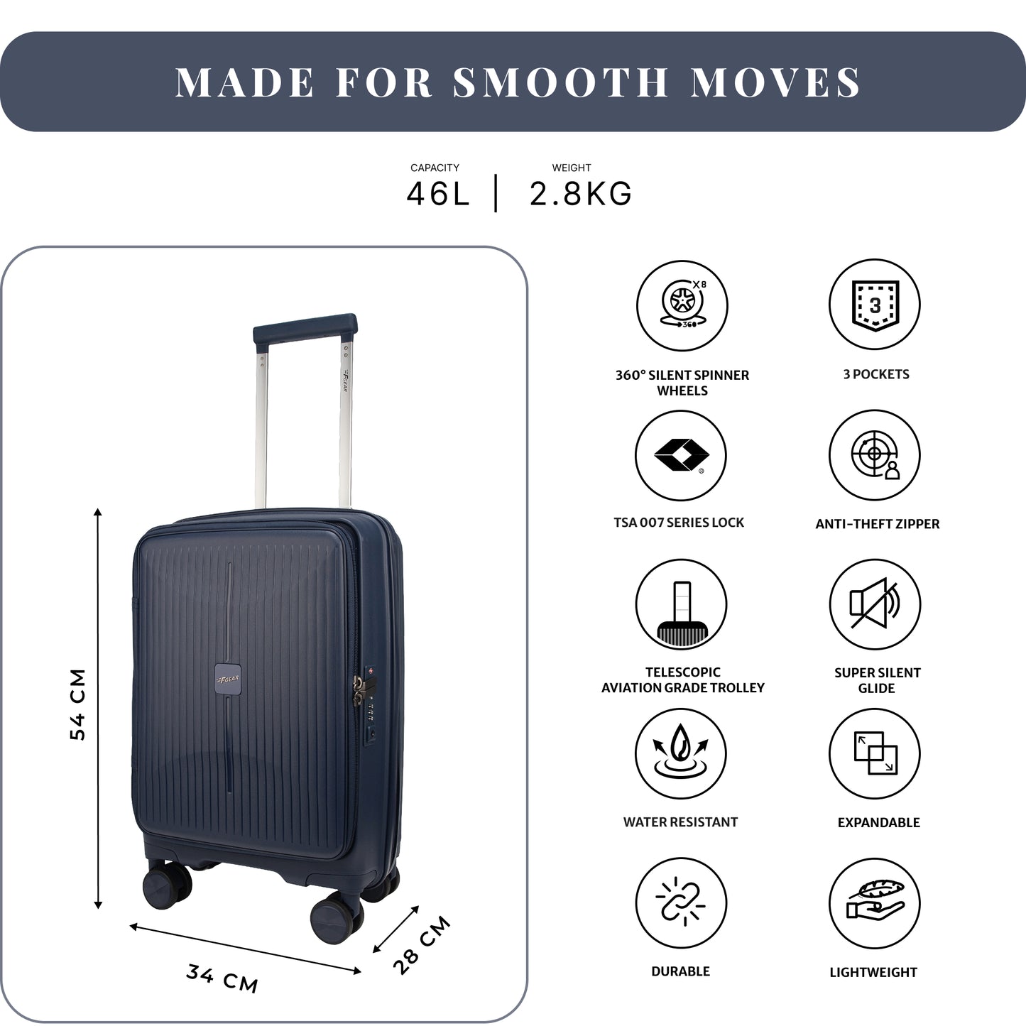 F Gear Myton Small Front Opening Navy Cabin Strolley