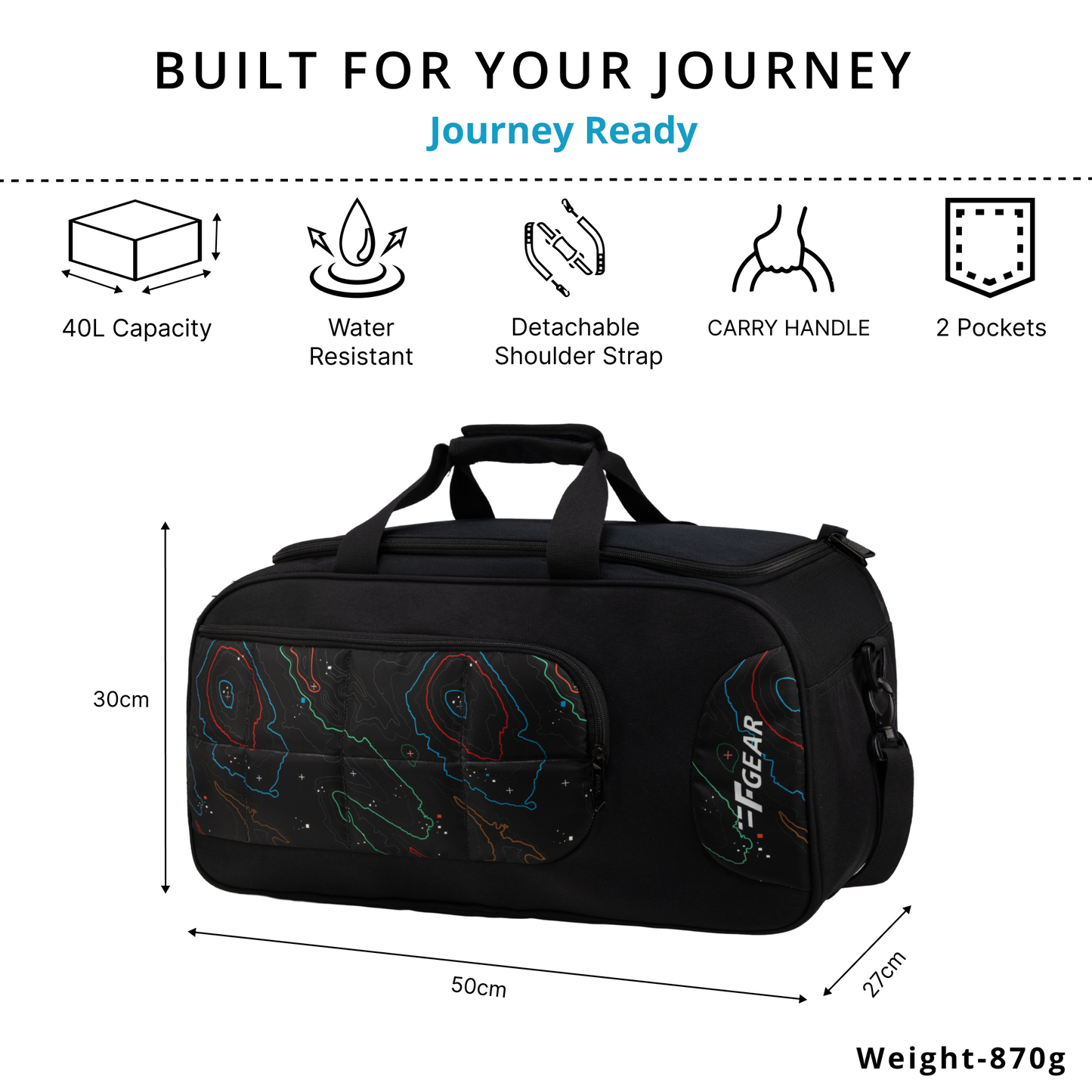 Enduro Topo 32L Black Travel Duffle bag