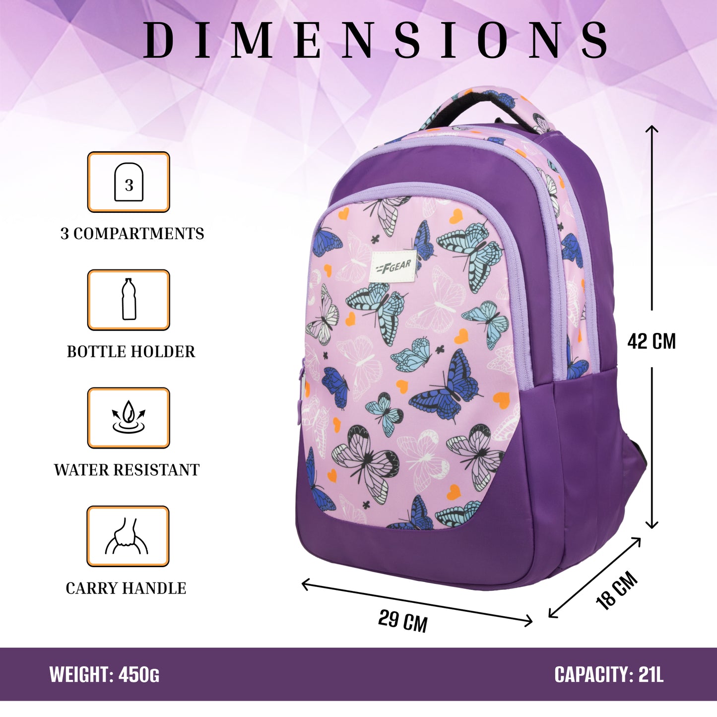 Panya 21L Dark Purple Lavender Papilio Backpack