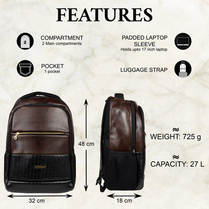 Mastermind 27L Tan Vegan Leather Laptop Backpack