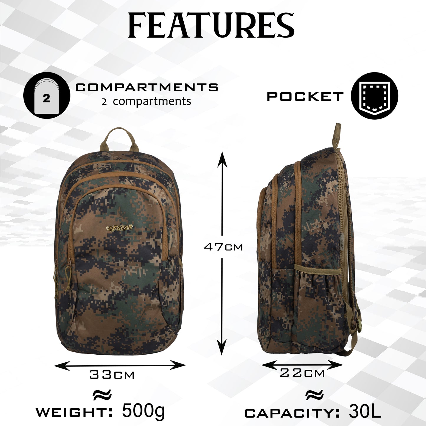 Military Crusader 30L Marpat WL Digital Camo Backpack