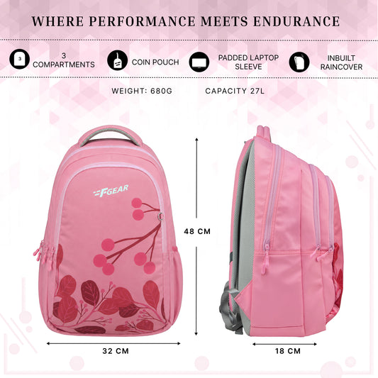 Century Pink 27L Laptop with Raincover