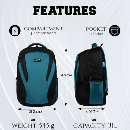 Vern 31L Black Aqua Backpack
