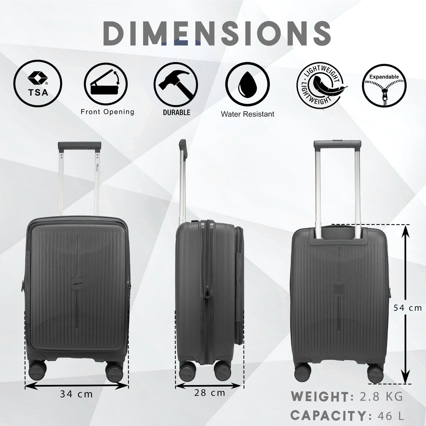 F Gear Myton Small Front Opening Dark Grey Cabin Strolley