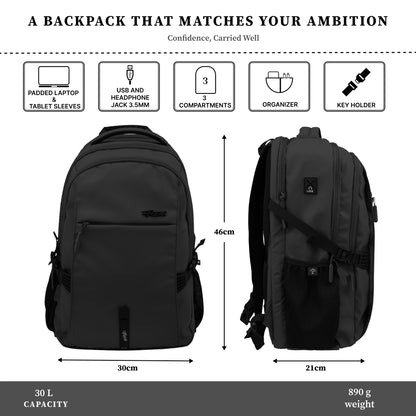 Amalfi 30L Black Laptop Backpack