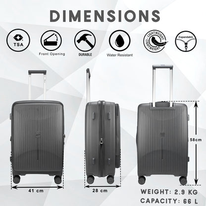 Myton Medium Front Opening Dark Grey Check-in Strolley