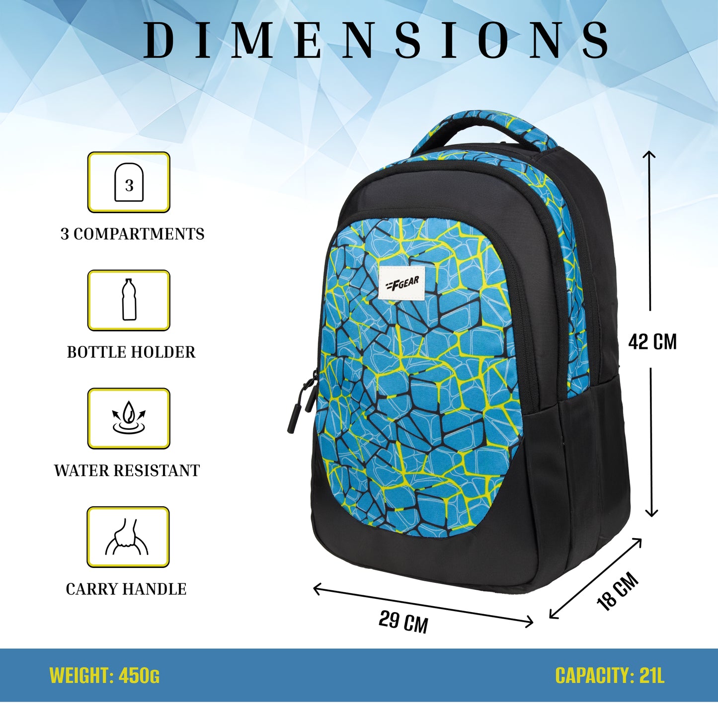 Panya 21L Black Blue Nested Backpack