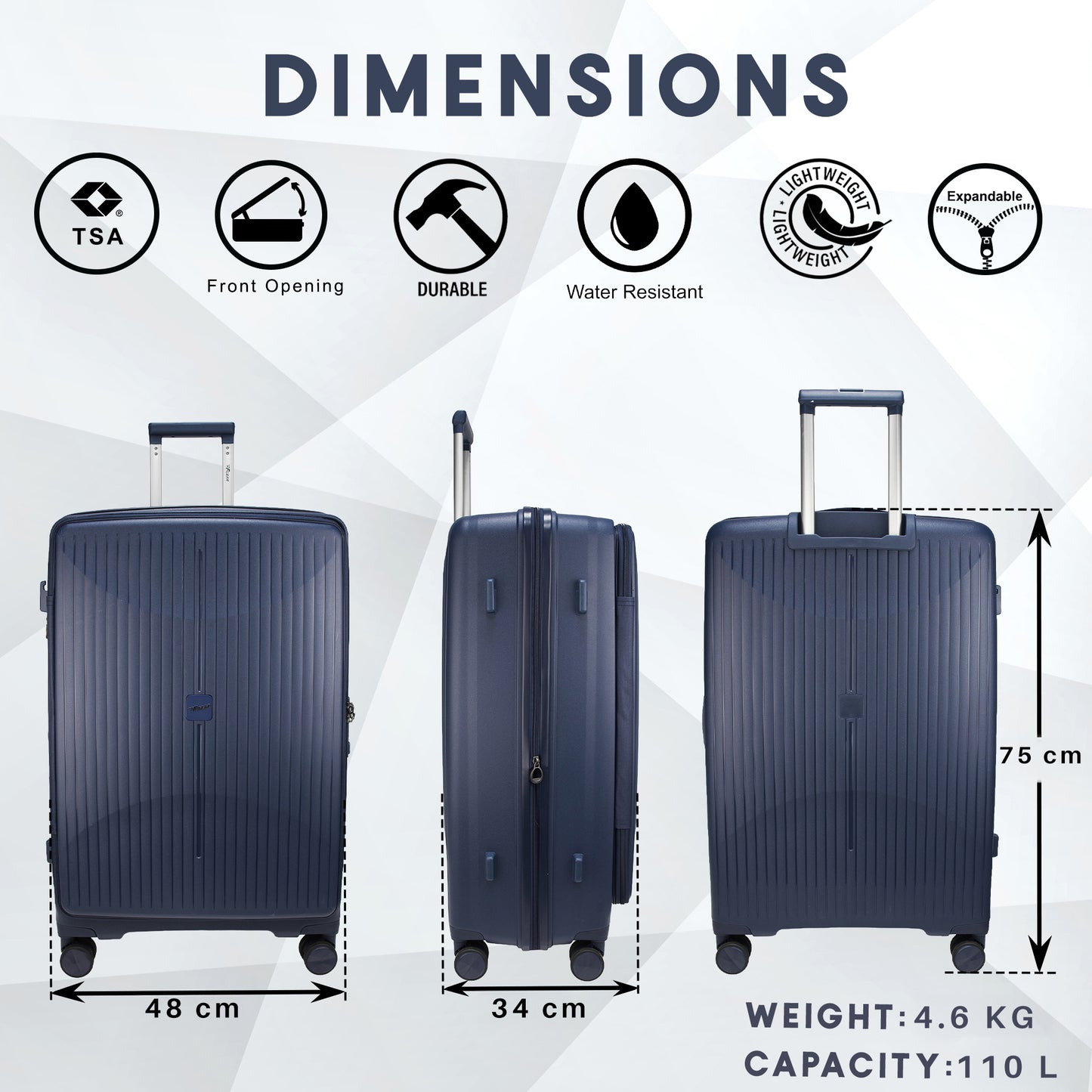 F Gear Myton Large Front Opening Navy Check-in Strolley