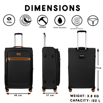 F Gear SoftAir Large Black Check-in Suitcase