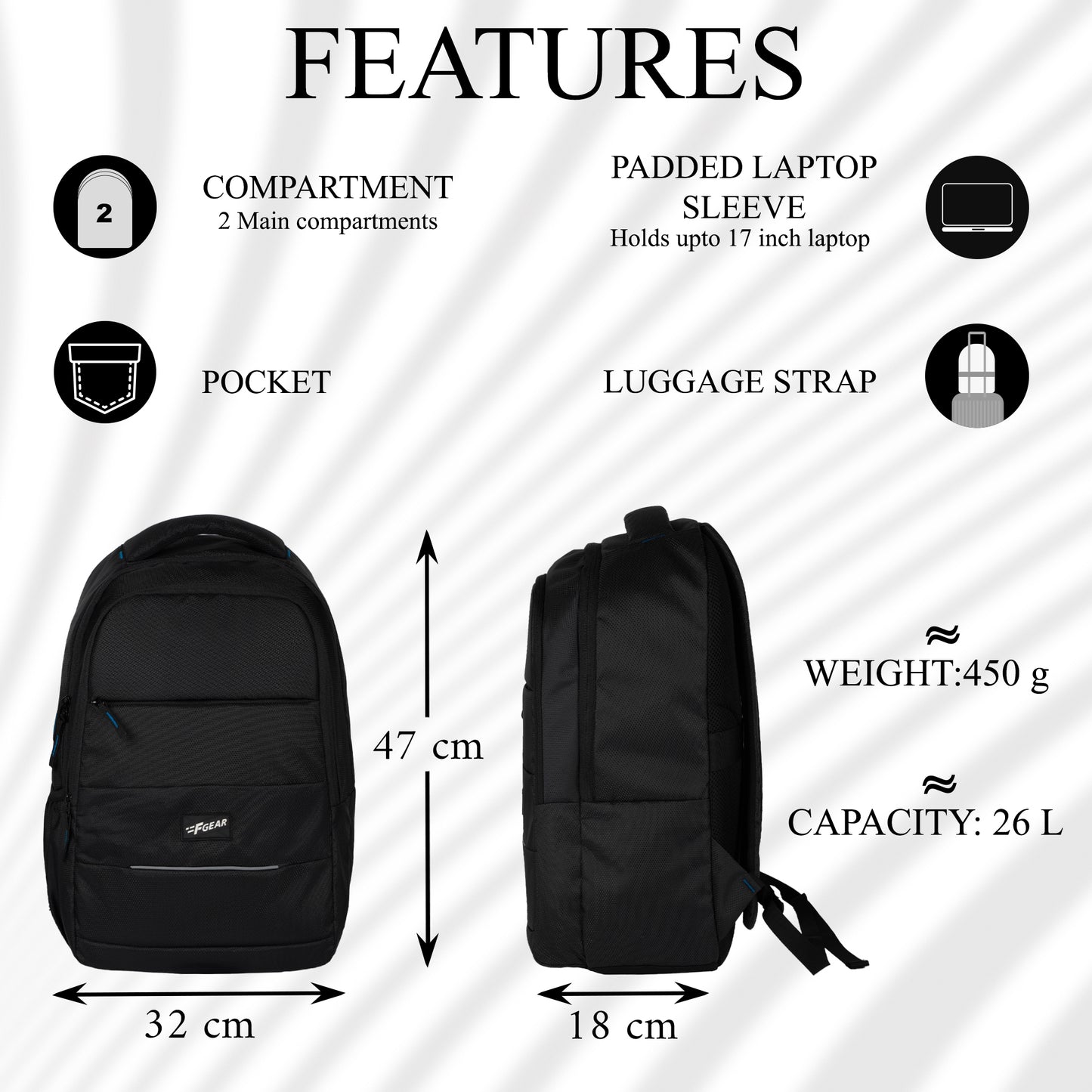 Ranch Black 26L Laptop Backpack