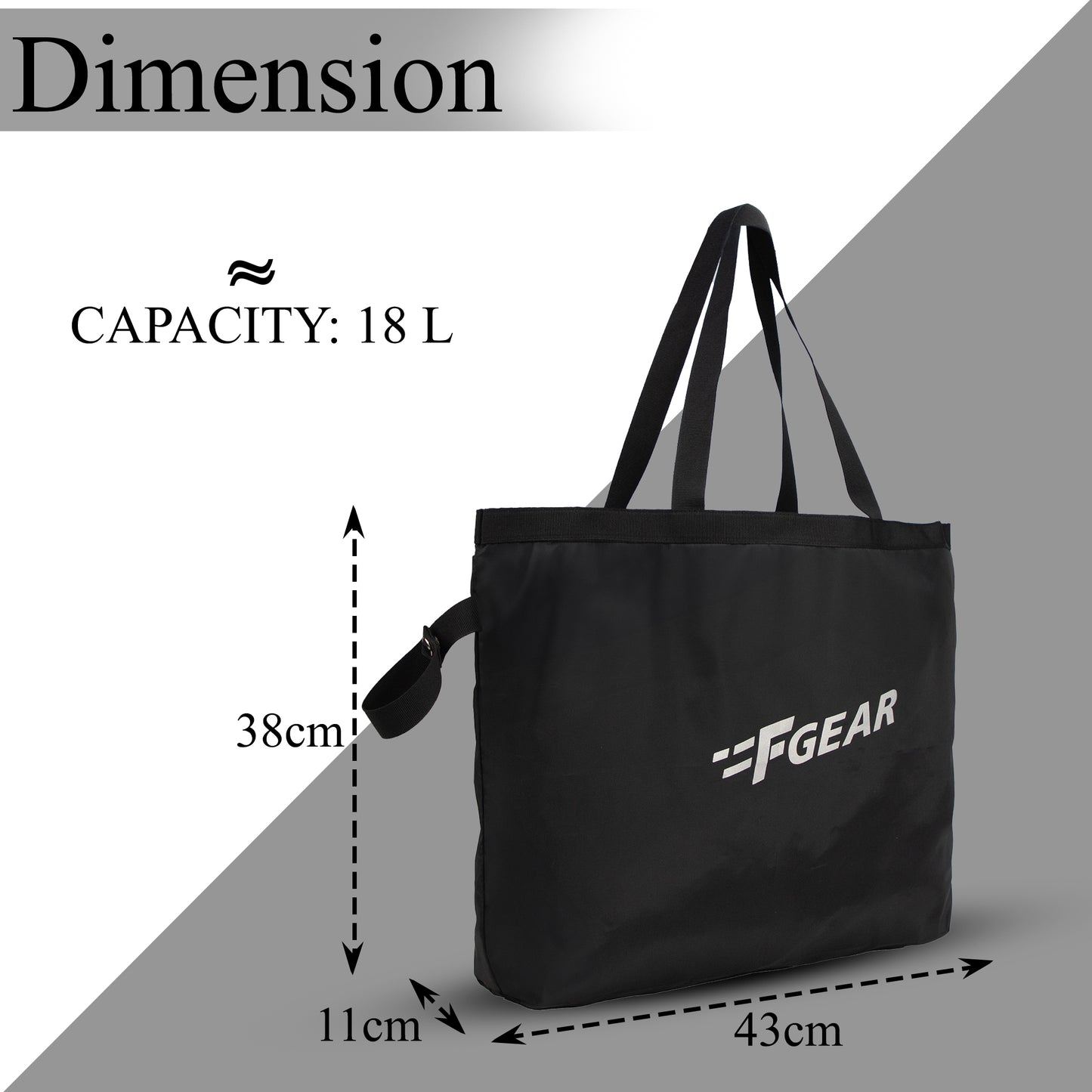 Lila Black 18L Shopping Bag/Shopper Sling Tote Bag For Men Women Adults