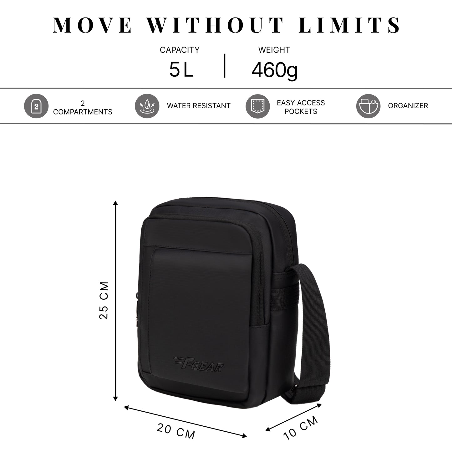 Hamburg 5L Black Crossbody Bag