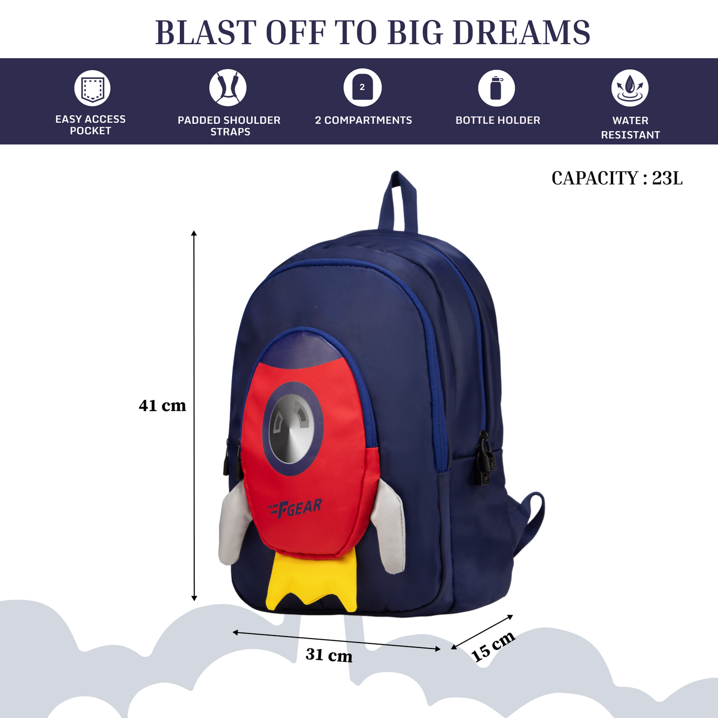 Cocoa 23L Rocket Navy Blue Backpack
