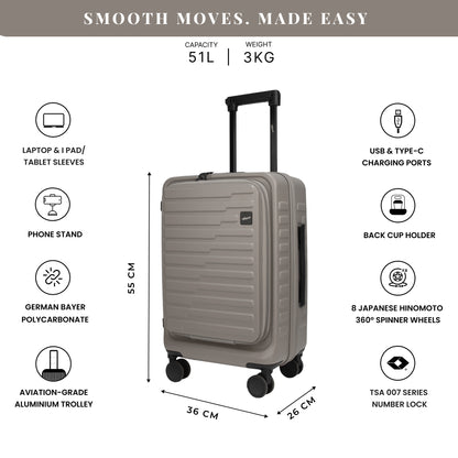 Sedona Small Cabin Pro Taupe 55 cms Front-Opening Strolley