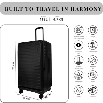 Windsor Black 76 cms Large Front Opening Trunk-Style Check-in Strolley with Expander