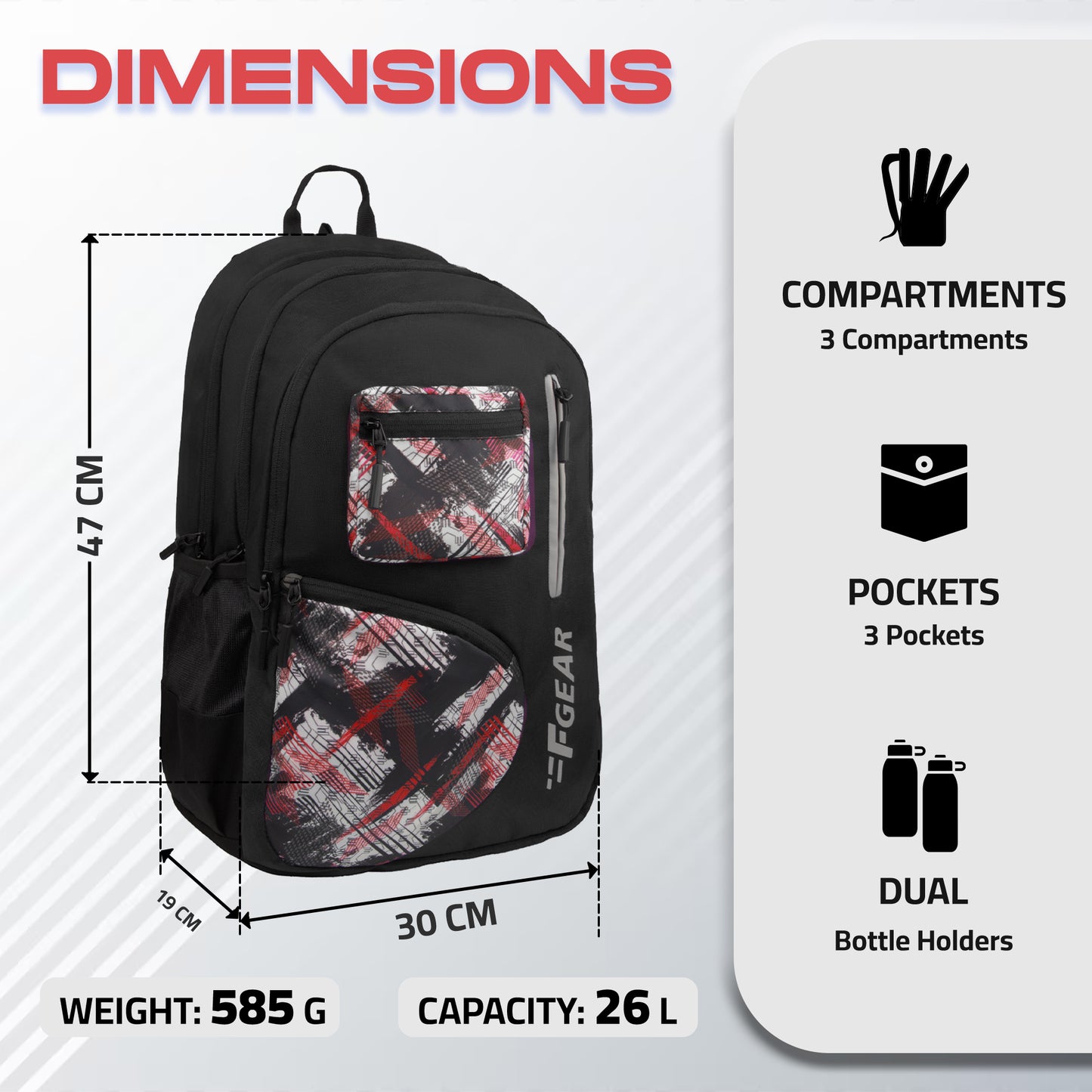 Floyd 26L Black Backpack