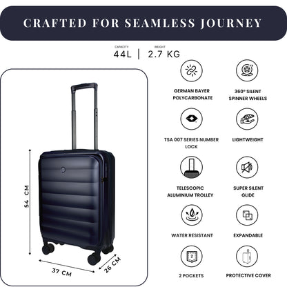 Valencia Small Navy 54 cms Front-Opening Cabin Strolley