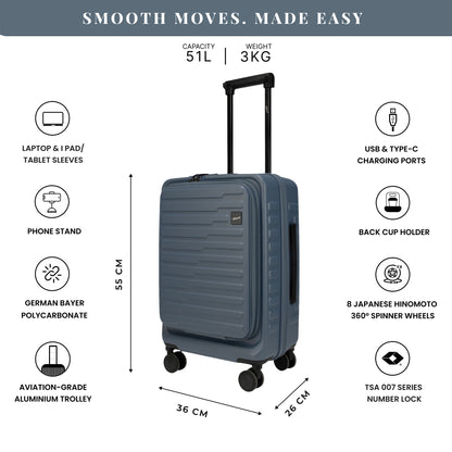 Sedona Small Cabin Pro Stone Blue 55 cms Front-Opening Strolley