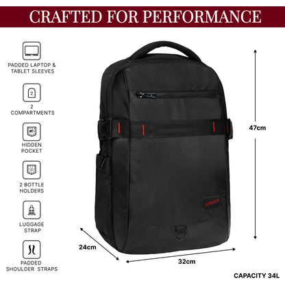 Mason 34L Black Laptop Backpack