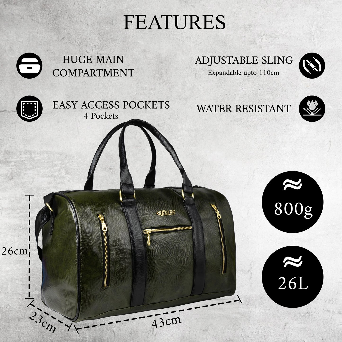 Mistral 26L Green Vegan Leather Duffel
