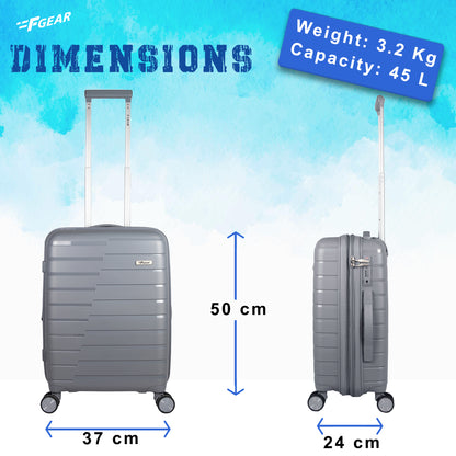 Bastion 20" Light Grey Expandable Small Carry-On Luggage Suitcase