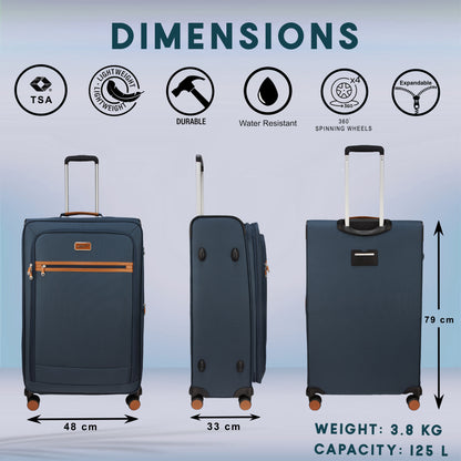 F Gear SoftAir Large Navy Check-in Suitcase