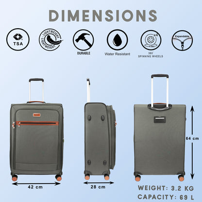 F Gear SoftAir Medium Grey Check-in Suitcase