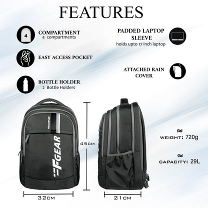 Airmate 29L DK Grey Backpack with raincover