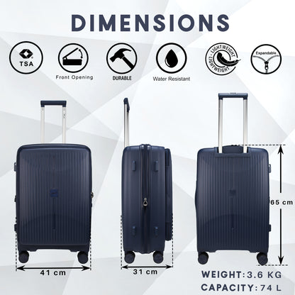 F Gear Myton Medium Front Opening Navy Check-in Strolley