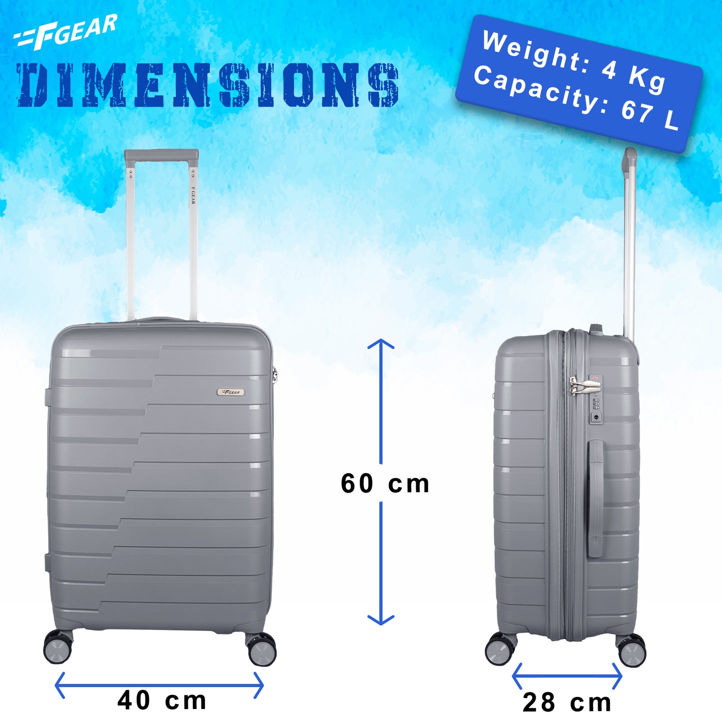 Bastion 24" Light Grey Expandable Medium Check-in Suitcase