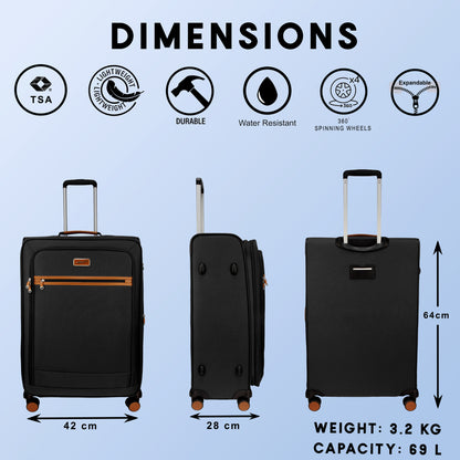 SoftAir Medium Black Check-in Suitcase