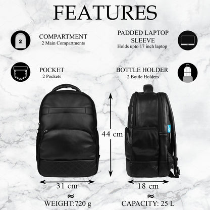 Luxur 25L Black Laptop Backpack