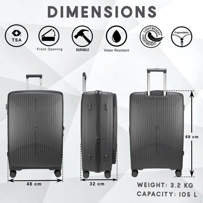 Myton Large Front Opening Dark Grey Check-in Strolley