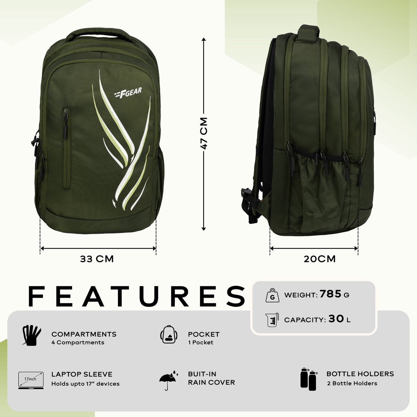 Poem 30L Army Green Backpack