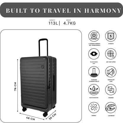 Windsor Steel Grey 76 cms Large Front Opening Trunk-Style Check-in Strolley with Expander