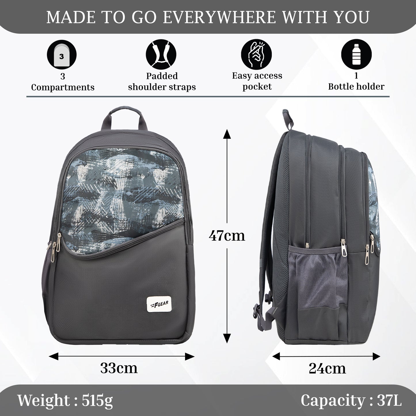 Polaris 37L Grey Backpack