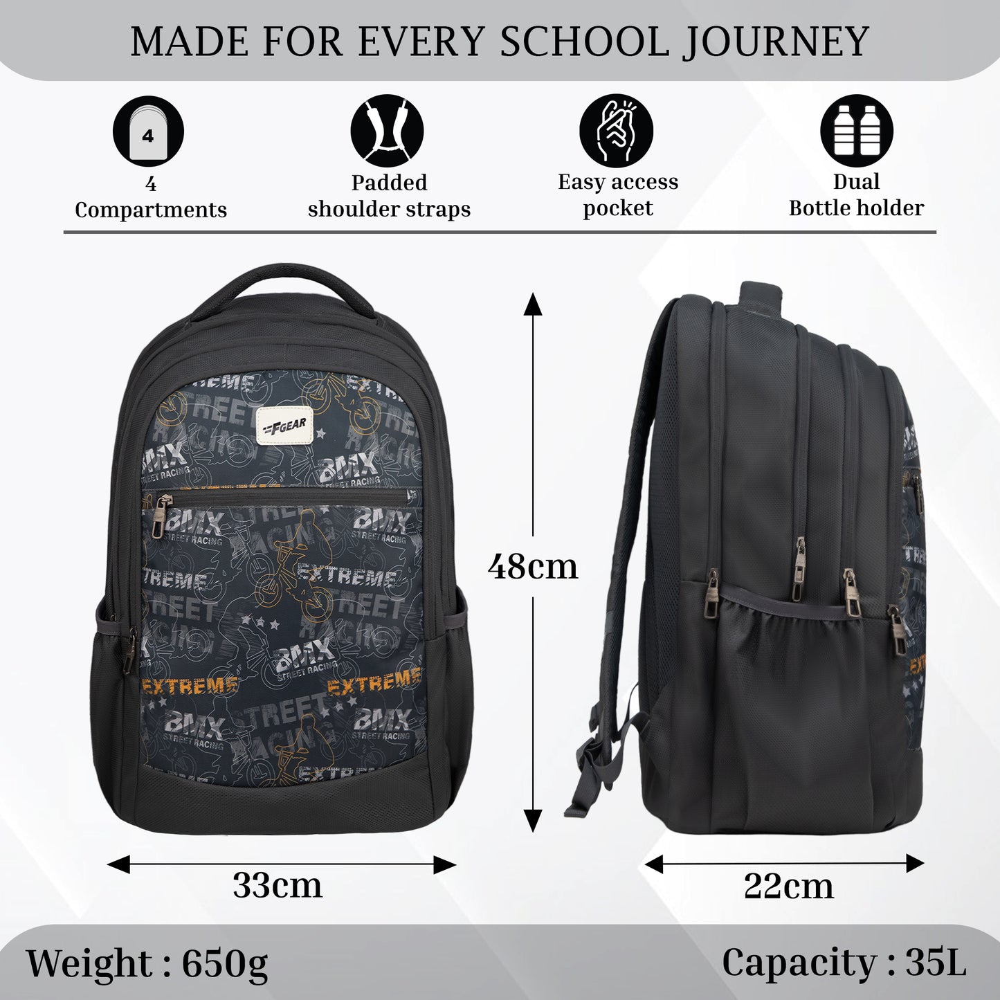 Arashi Grey 35L Backpack
