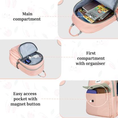 Bunny Blushing Peach 22L School Backpack|Premium & Soft Touch|Unisex Kids School Bag