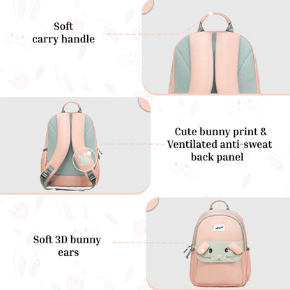 Bunny Blushing Peach 22L School Backpack|Premium & Soft Touch|Unisex Kids School Bag
