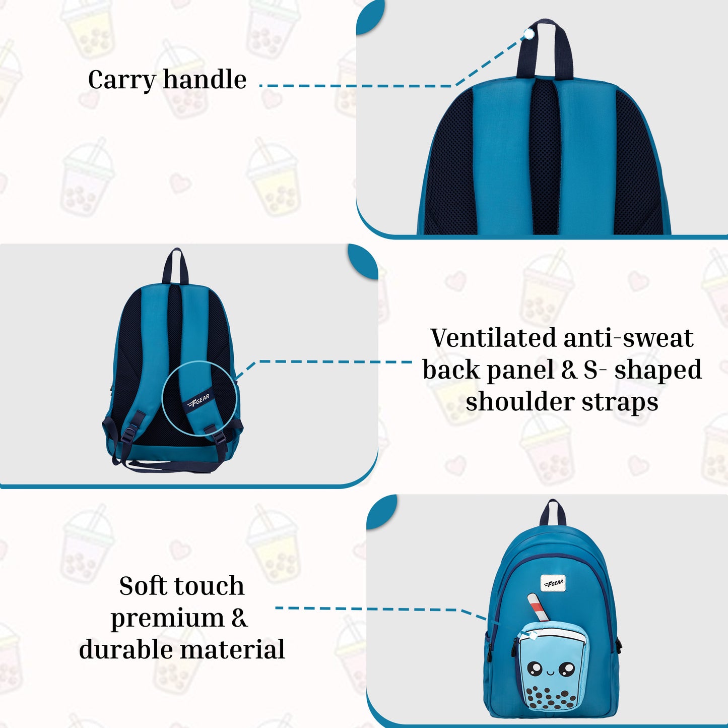 Cocoa Boba Aqua Blue Backpack