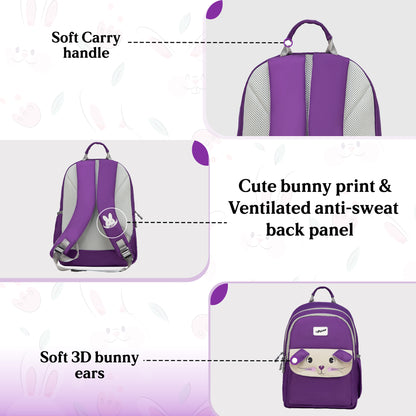 Bunny Dark Purple 22L School Backpack|Premium & Soft Touch|Unisex Kids School Bag