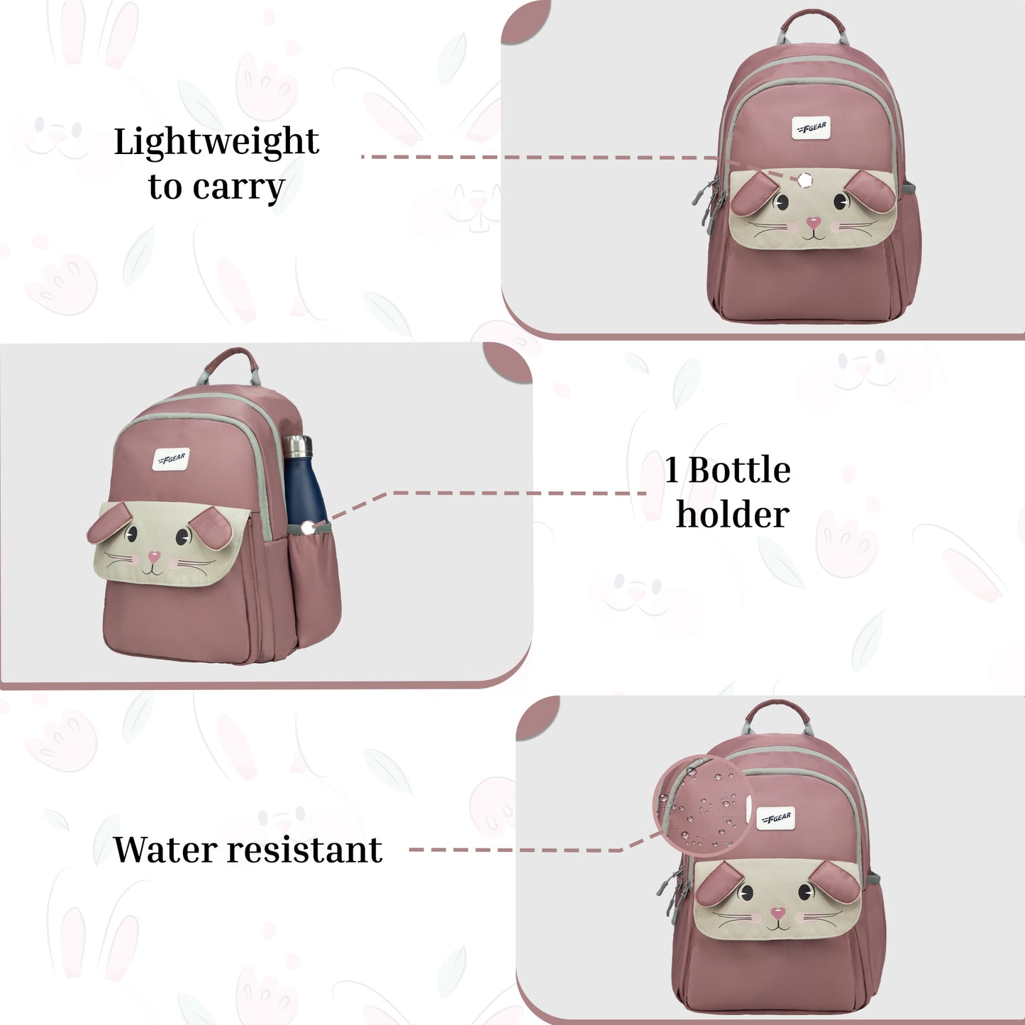 Bunny Berry Sorbet 22L School Backpack|Premium & Soft Touch|Unisex Kids School Bag