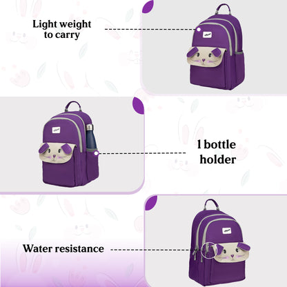 Bunny Dark Purple 22L School Backpack|Premium & Soft Touch|Unisex Kids School Bag