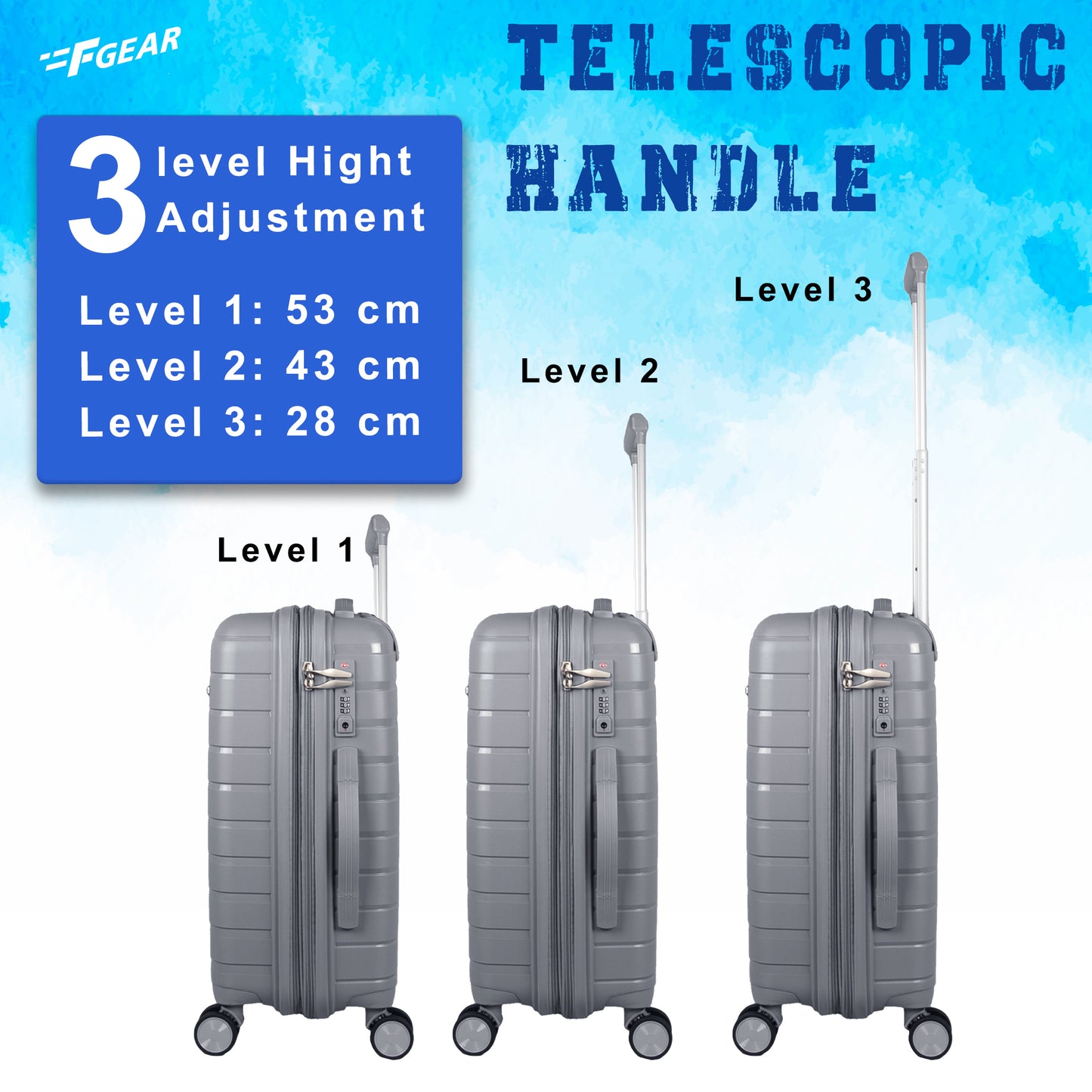 Bastion 20" Light Grey Expandable Small Carry-On Luggage Suitcase