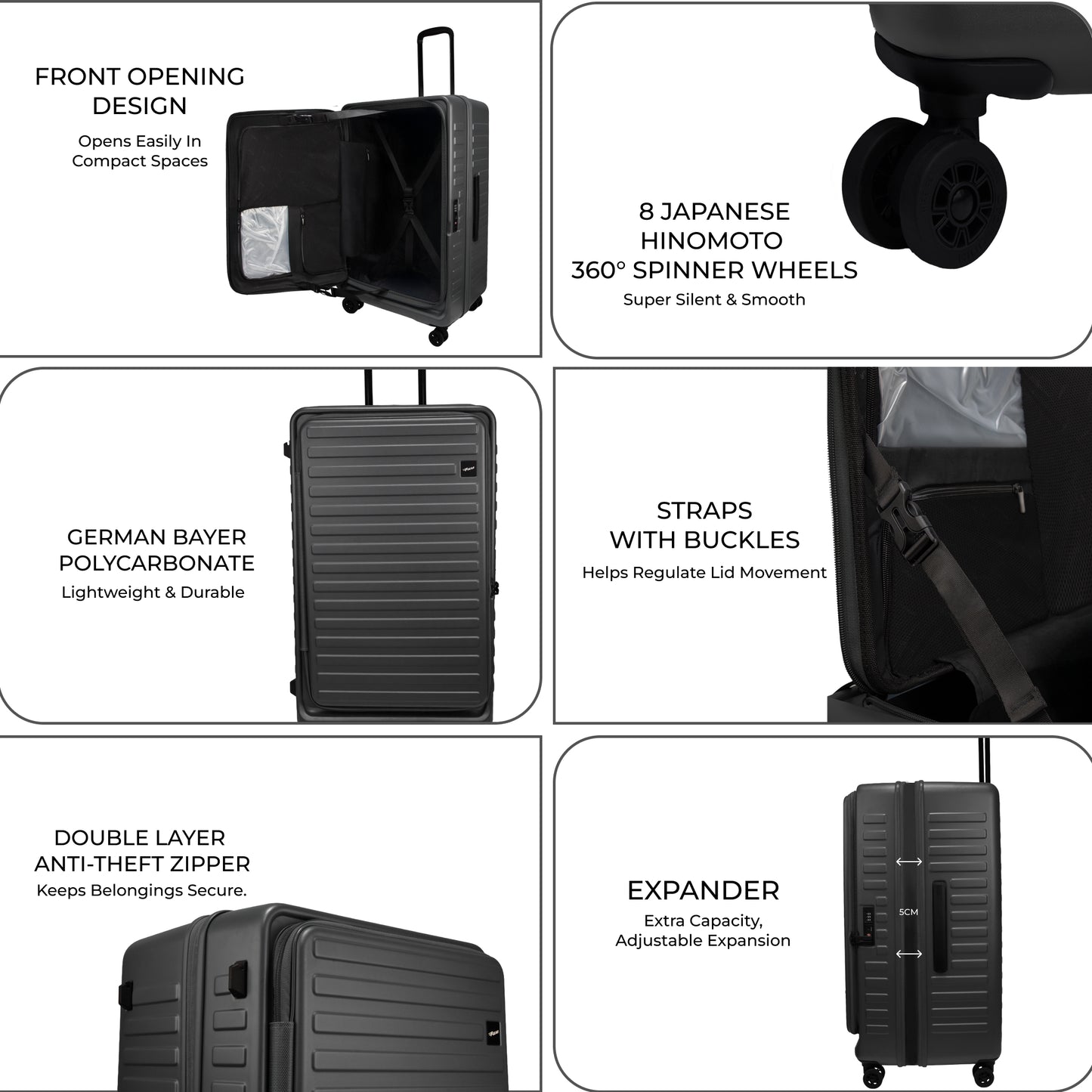 Windsor Steel Grey 76 cms Large Front Opening Trunk-Style Check-in Strolley with Expander