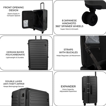 Windsor Steel Grey 76 cms Large Front Opening Trunk-Style Check-in Strolley with Expander